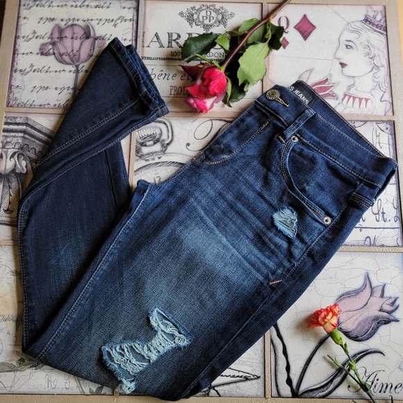 Express Distressed Stretchy Skinny Jeans - Picture 1 of 8